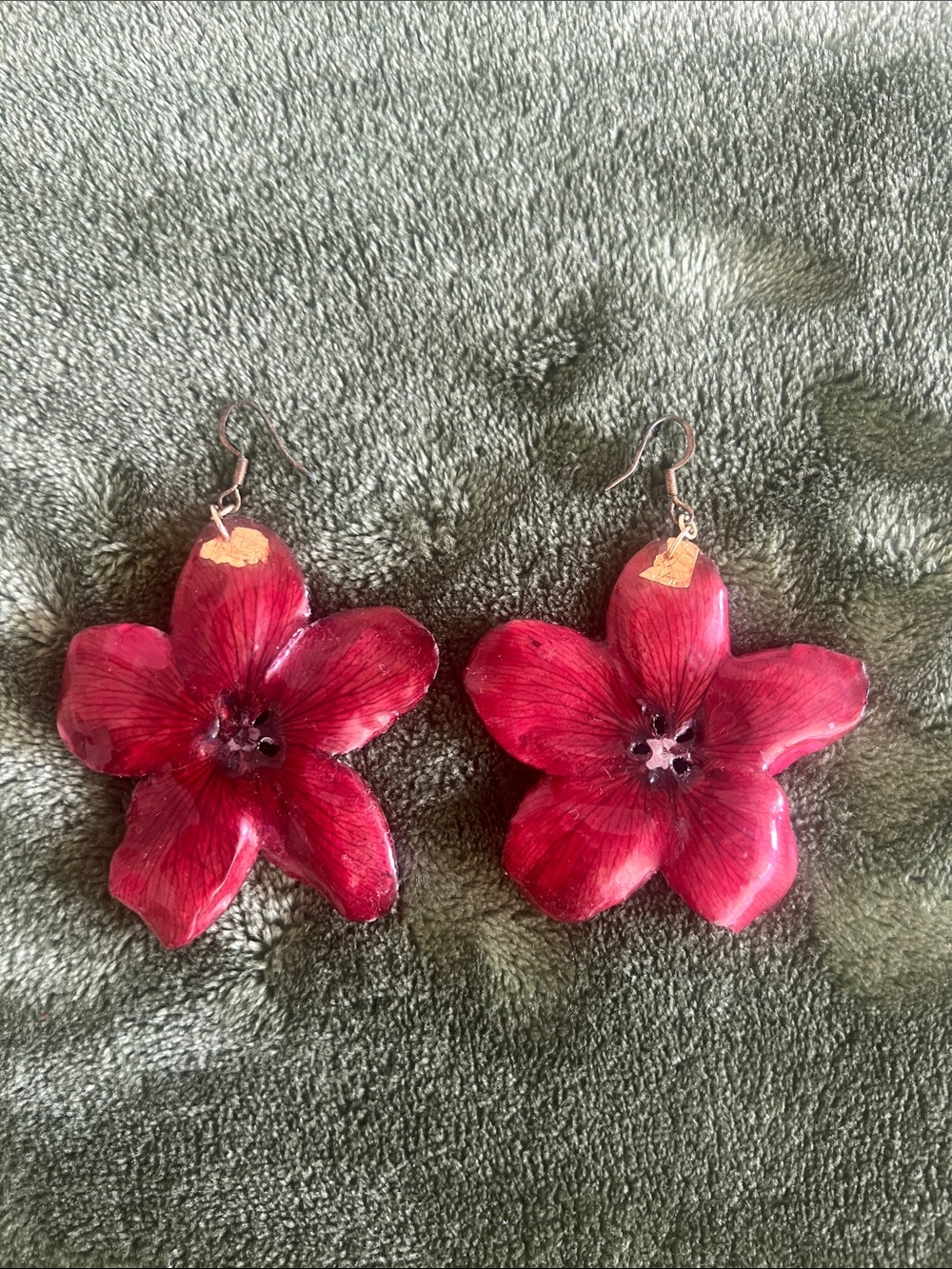 Cherry Red Floral Drop Earrings